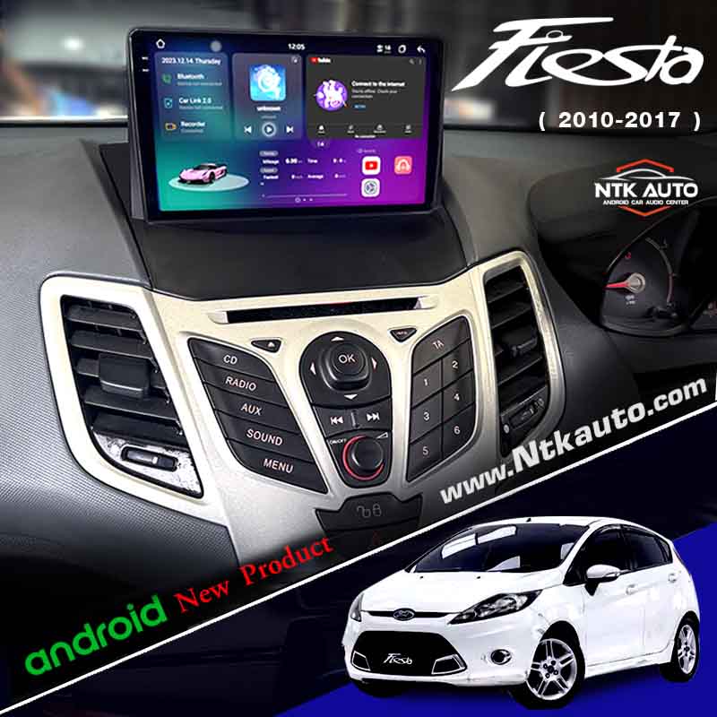 จอแอนดรอย Ford Fiesta  โฉมปี 2010-2017   IPS HD ภาพชัดทุกมุมมอง จอกระจกกันรอย 2.5d Glass 