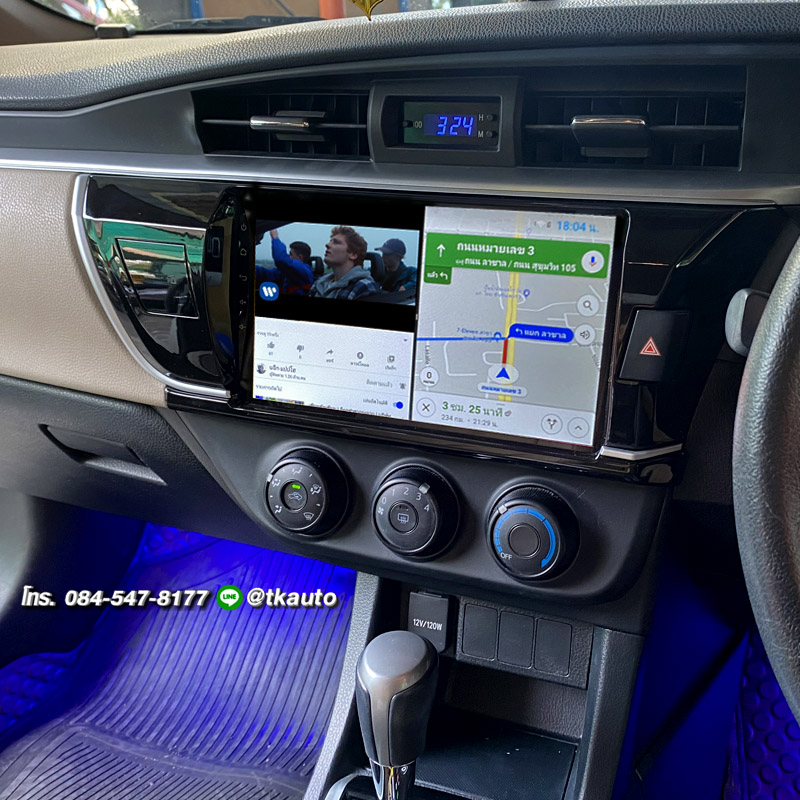 จอ Android ตรงรุ่น Toyota Altis โฉมปี 2014 -2016 หน้าจอ 10.1 นิ้ว จอ IPS HD กระจกกันรอย 2.5D Glass