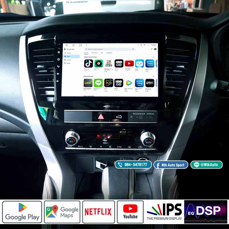 จอแอนดรอย mitsubishi Pajero โฉมปี 2020 up หน้าจอ 9 นิ้ว ตรงรุ่น จอ IPS HD จอกระจกกันรอย 2.5 D 